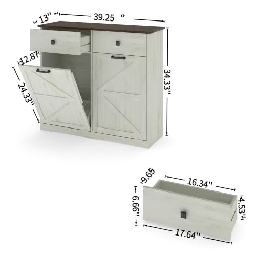 20 Gallon Tilt Out Trash Can Cabinet with Drawer W920