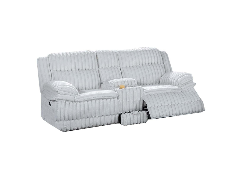 Light Gray Corduroy Loveseat Recliner with Console Drawer U4000