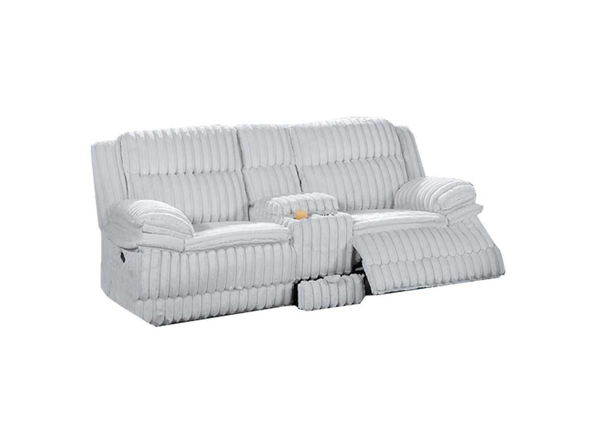 Light Gray Corduroy Loveseat Recliner with Console Drawer U4000