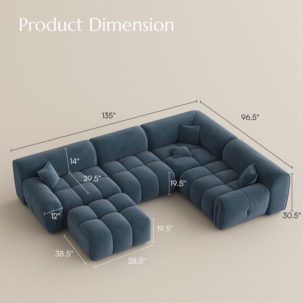 Oversized U-Shaped Sectional Sofa with Ottoman G377