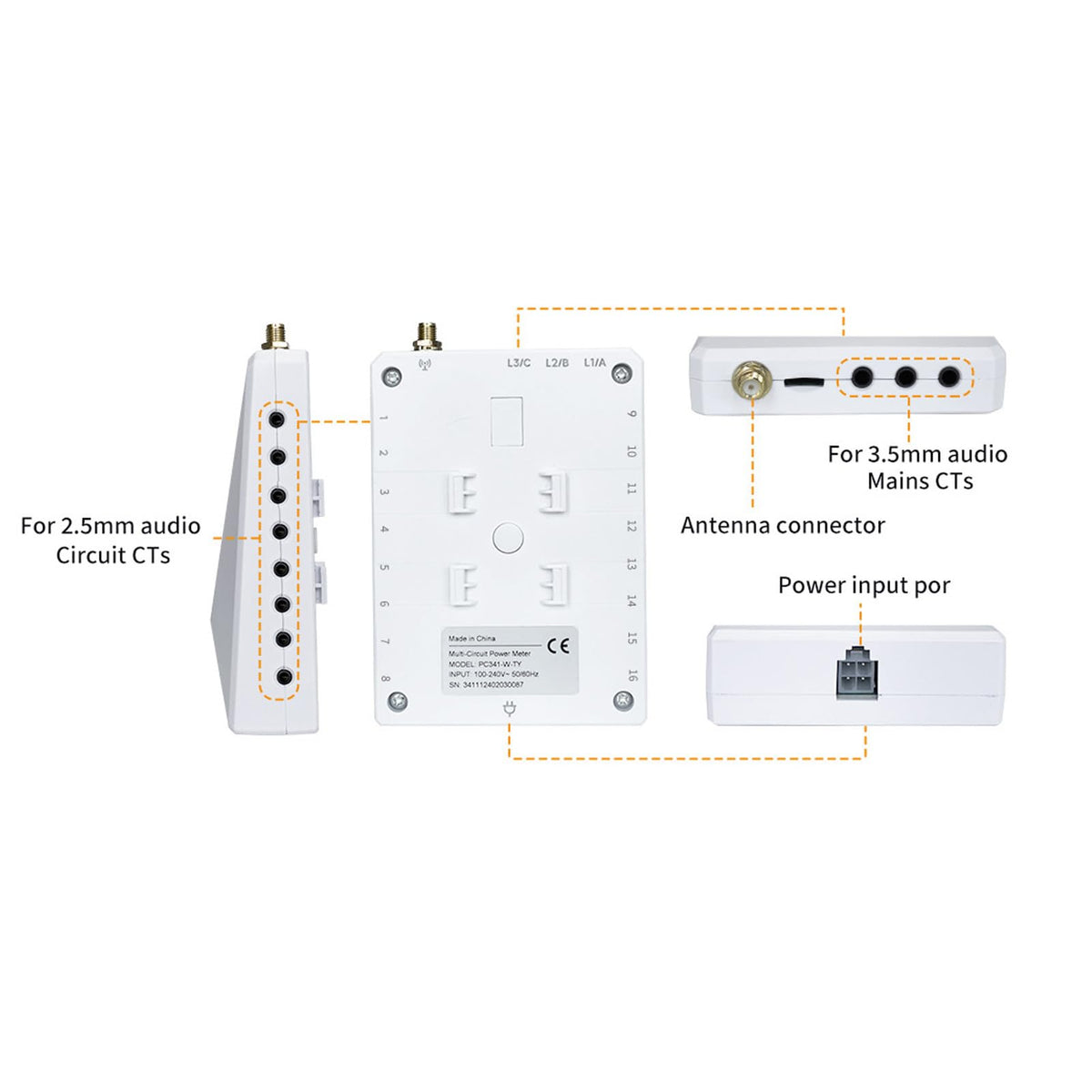 WiFi 3 Phase 4 Wire Bidirectional Energy Meter with Sensors C851370
