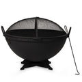 32in Cast Iron Wood Burning Fire Pit with Screen and Poker O2847