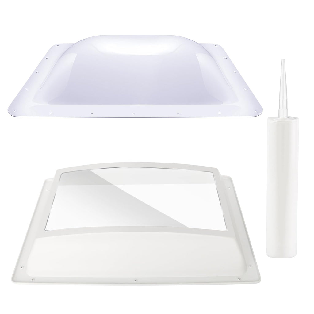 18" x 26" RV Shower Skylight Cover Outer Dome with Inner Dome and Sealant, White A757