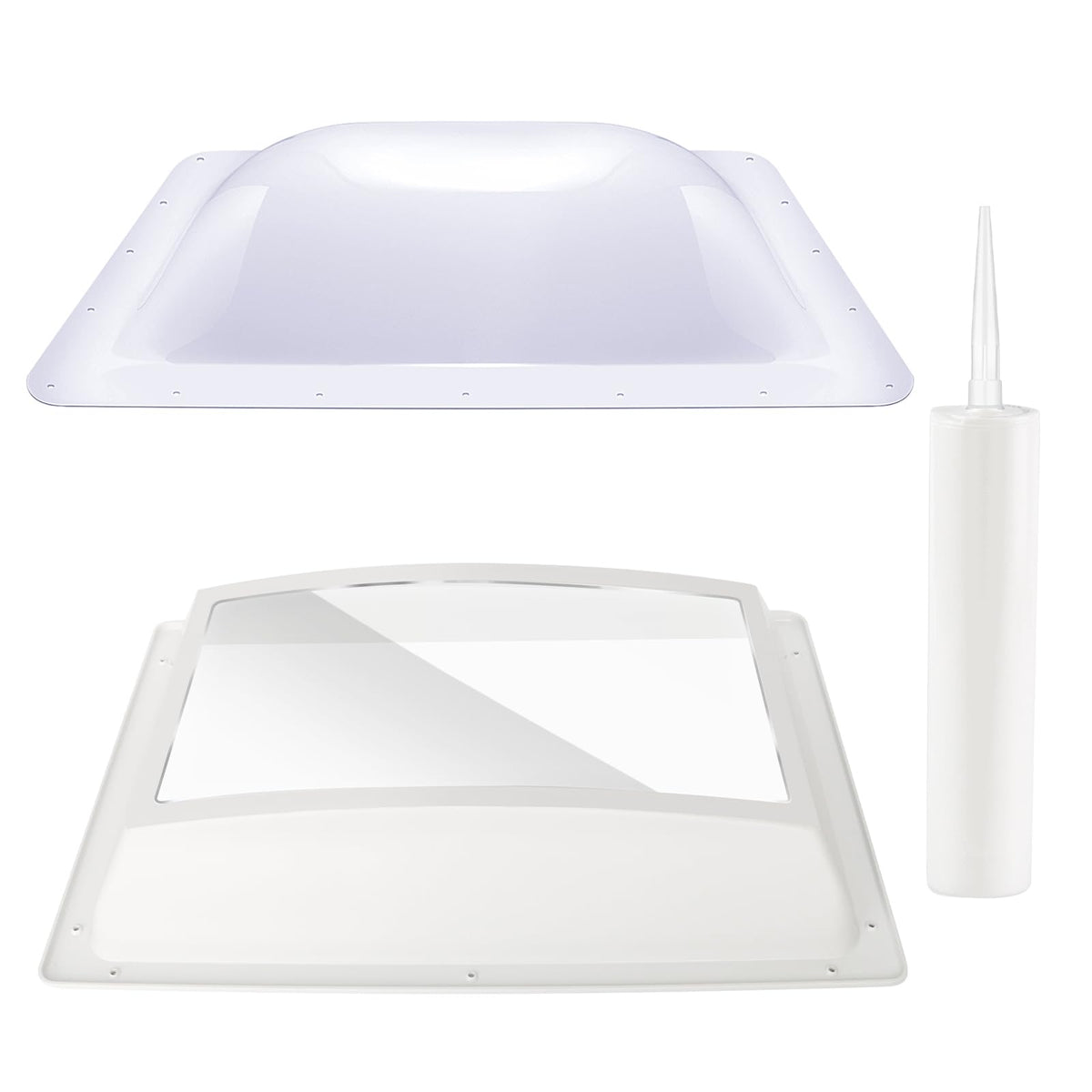 18" x 26" RV Shower Skylight Cover Outer Dome with Inner Dome and Sealant, White A757