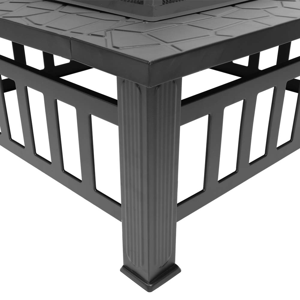 Portable Iron Wood Burning Fire Pit with Mesh Screen Lid M487