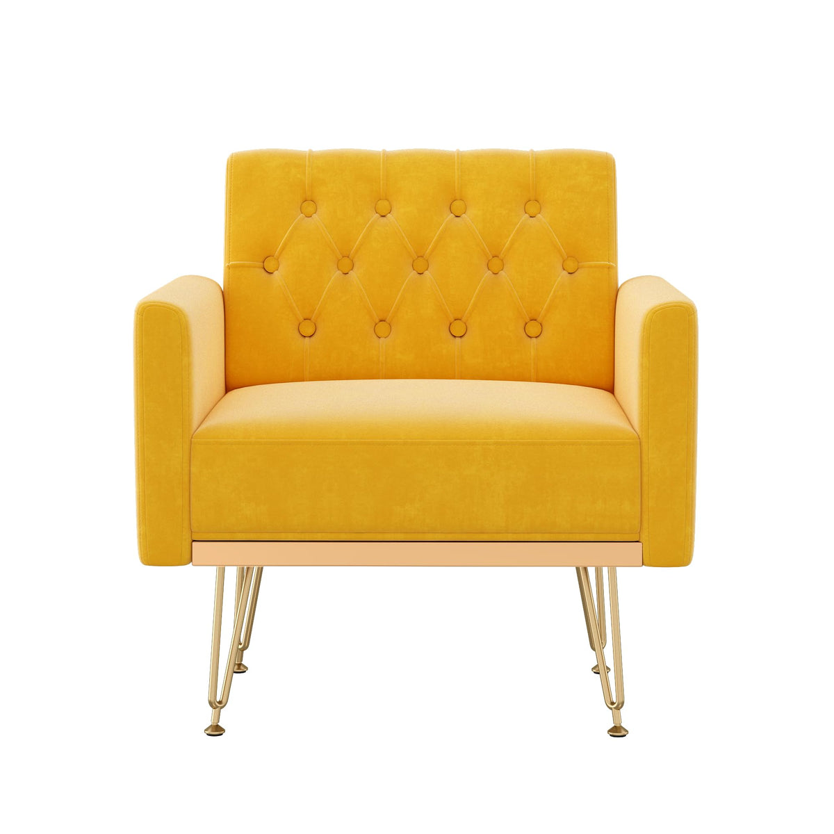 Velvet Single Sofa Chair with Tufted Back and Metal Legs Y94053