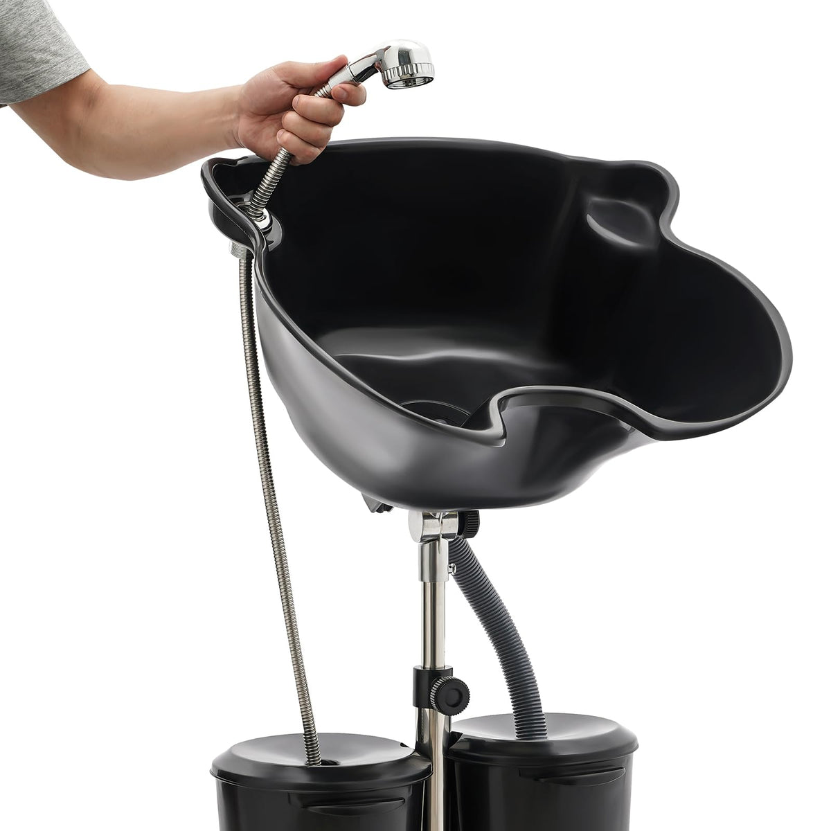 Portable Shampoo Bowl with Electric Pump, 2 Bucket Height Adjustable H504968