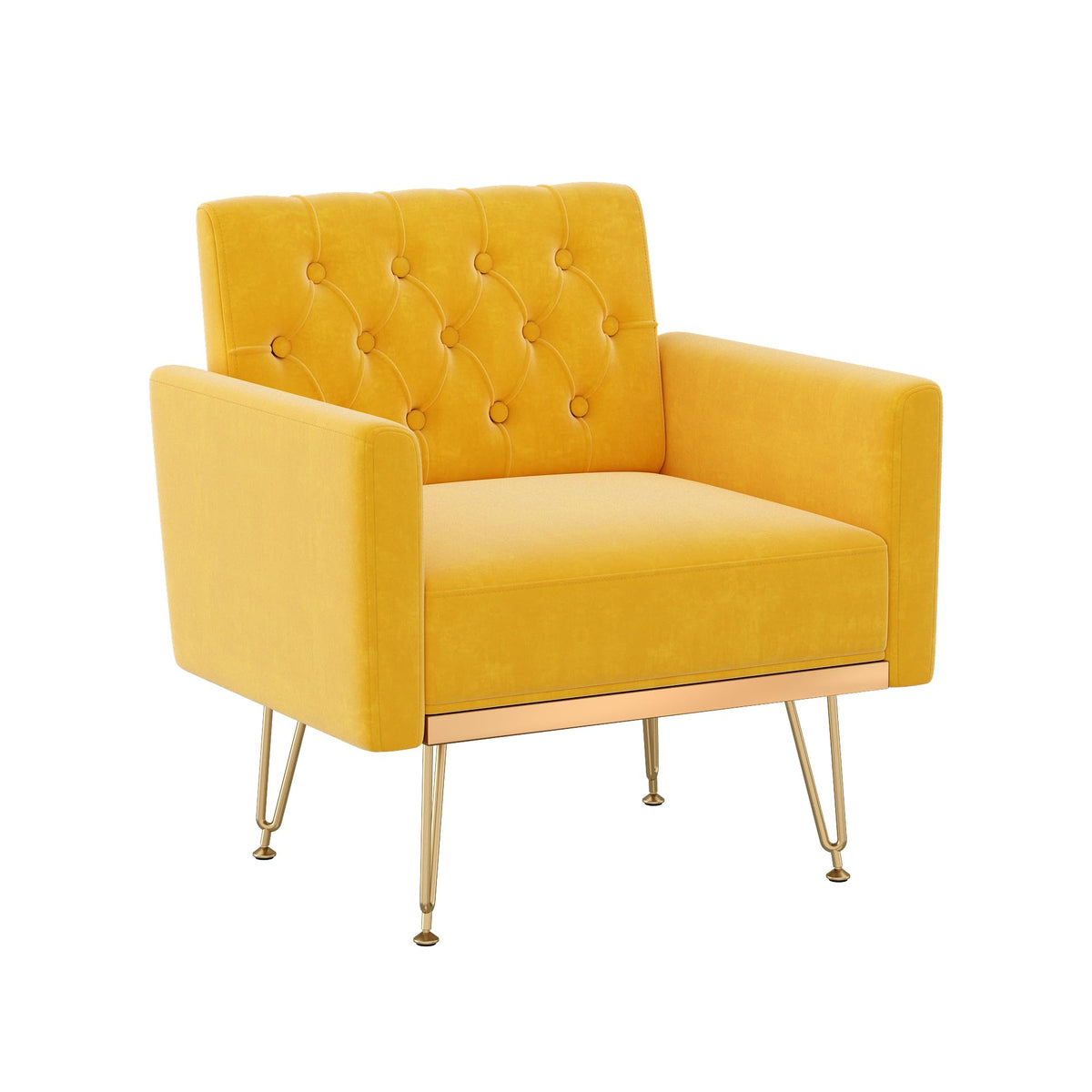 Velvet Single Sofa Chair with Tufted Back and Metal Legs Y94053