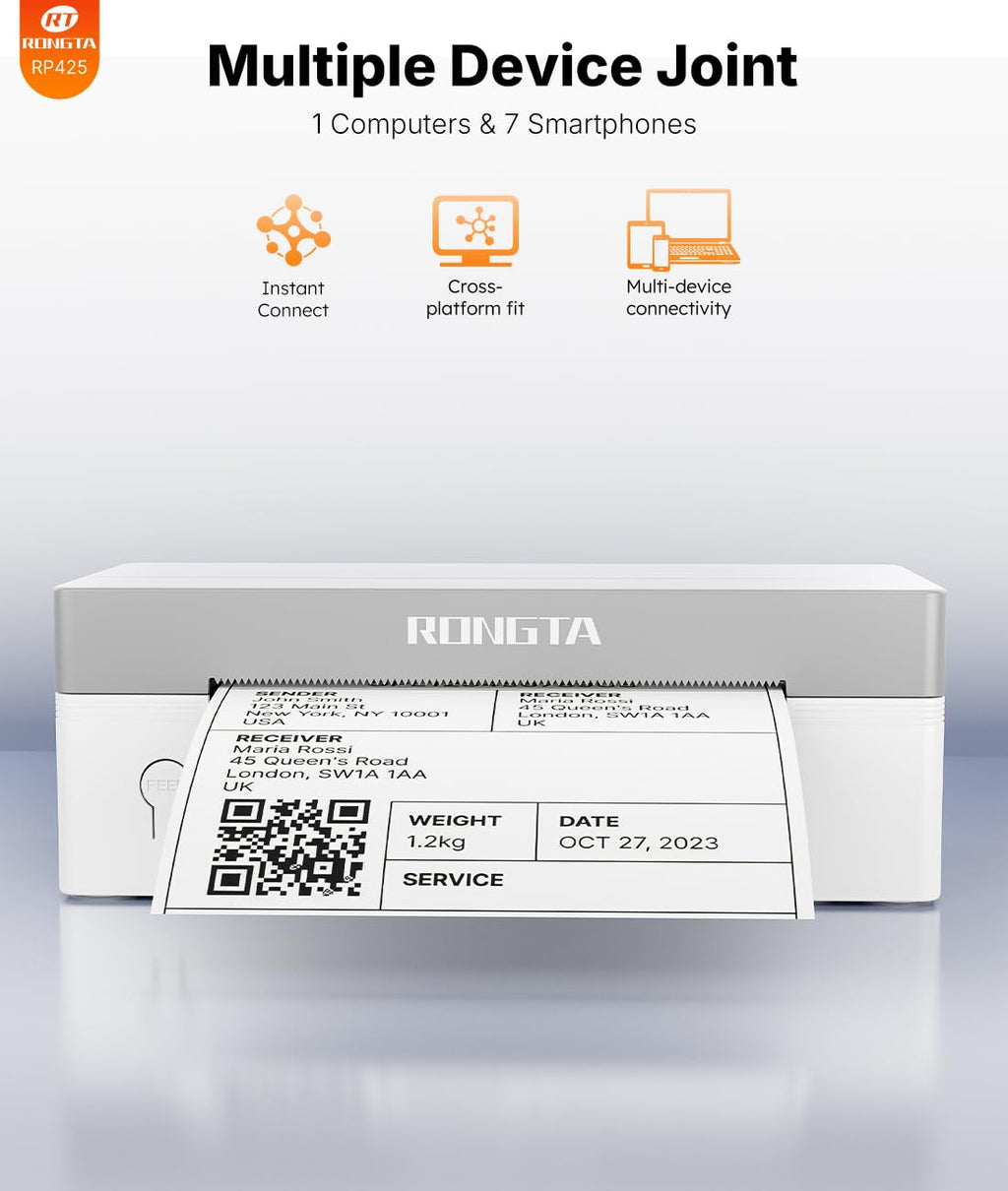 White Bluetooth 4x6 Thermal Label Printer G8964