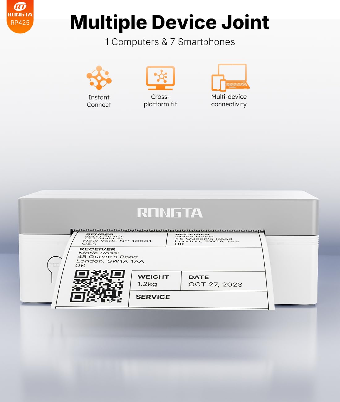 White Bluetooth 4x6 Thermal Label Printer G8964