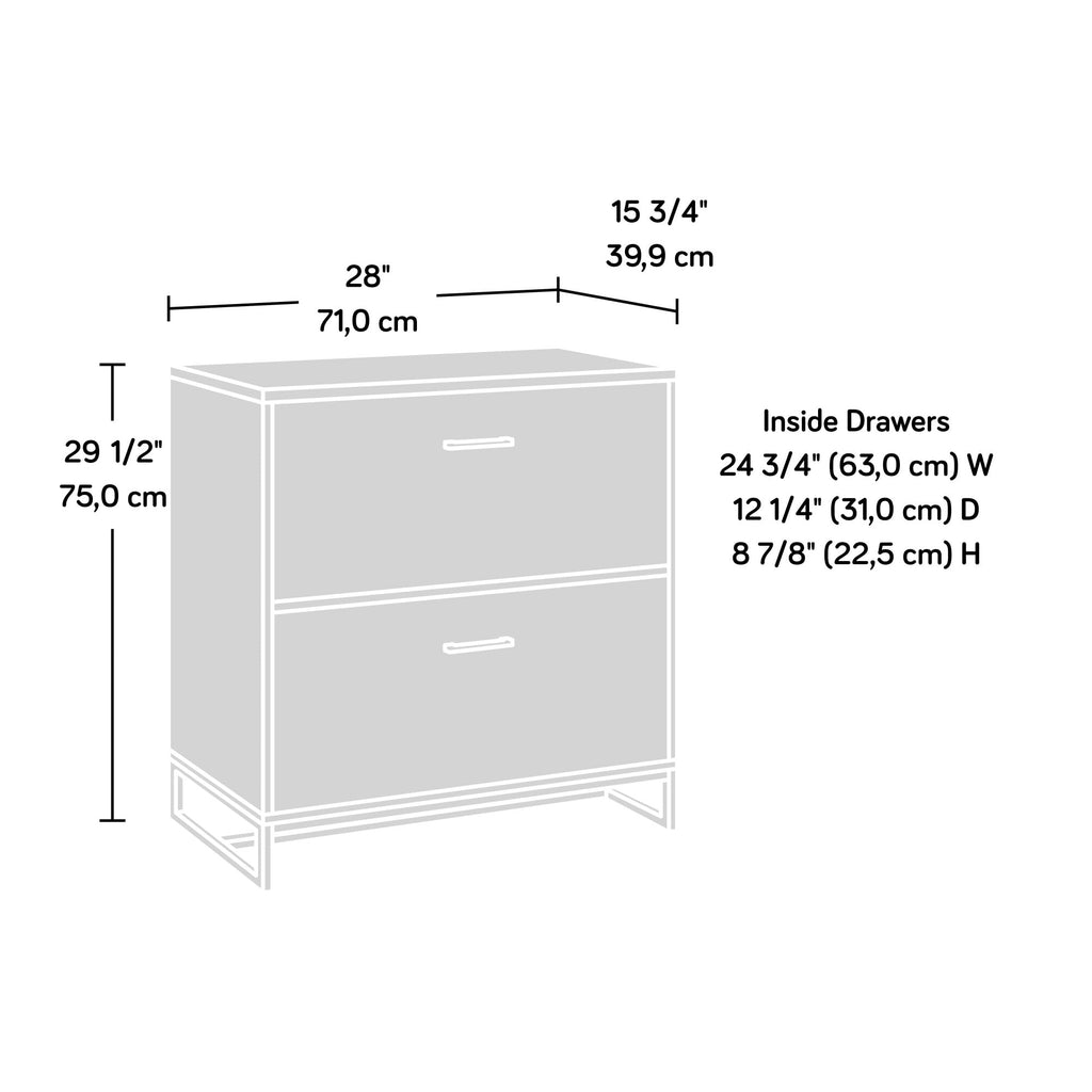 2-Drawer Wood File Cabinet with Metal Frame H894