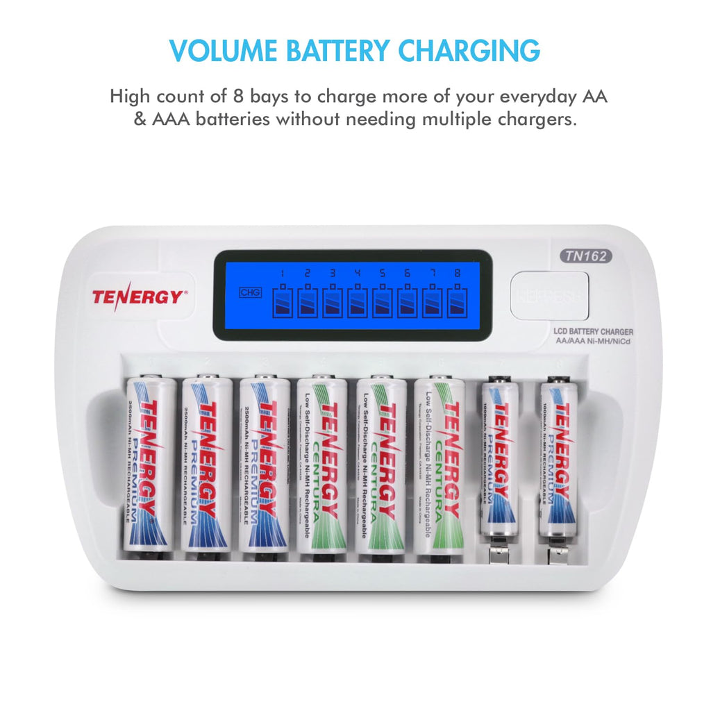 8-Bay Smart LCD Battery Charger for AA/AAA NiMH/NiCd Batteries Z742