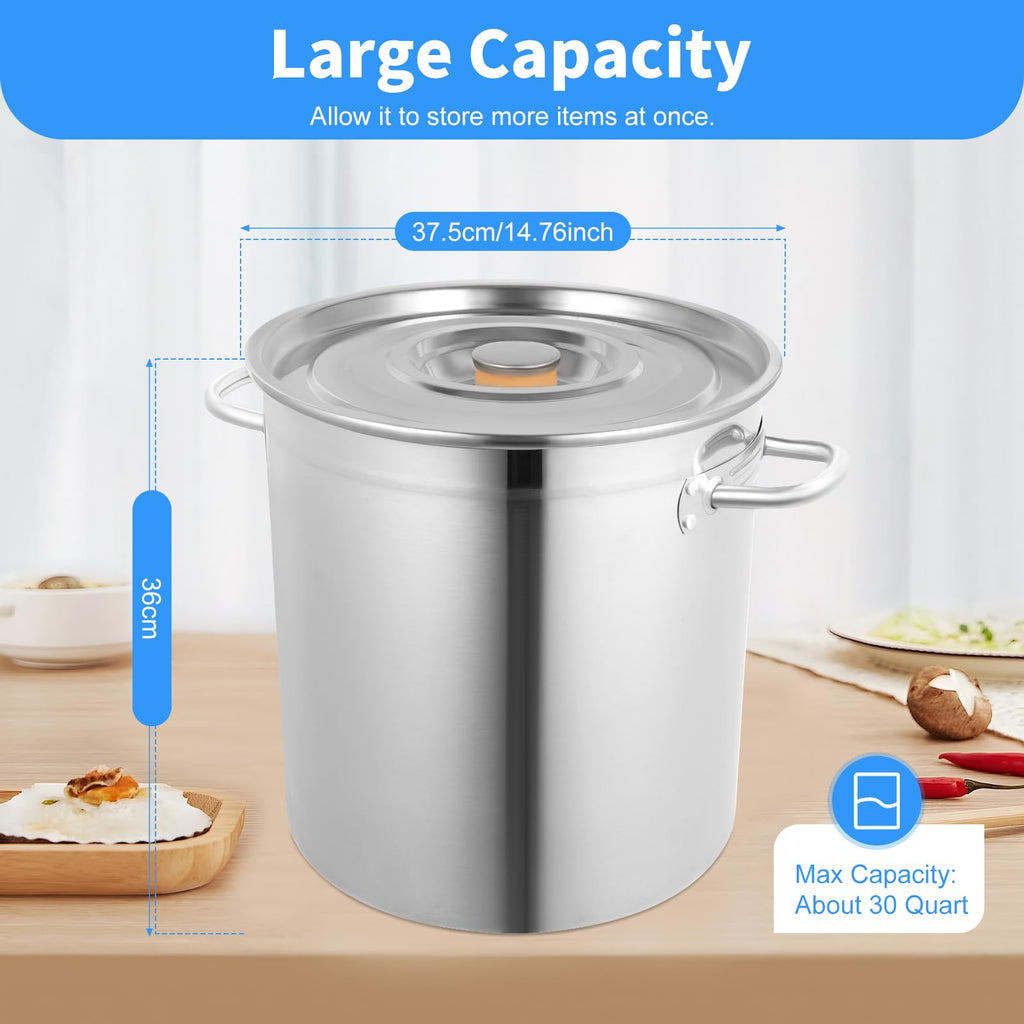 30 QT Stainless Steel Stock Pot with Lid Y244