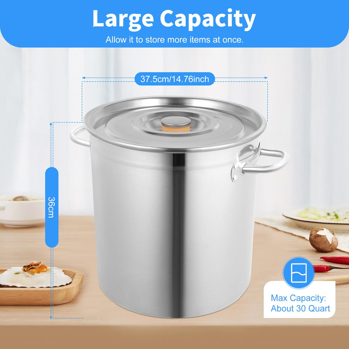 30 QT Stainless Steel Stock Pot with Lid Y244