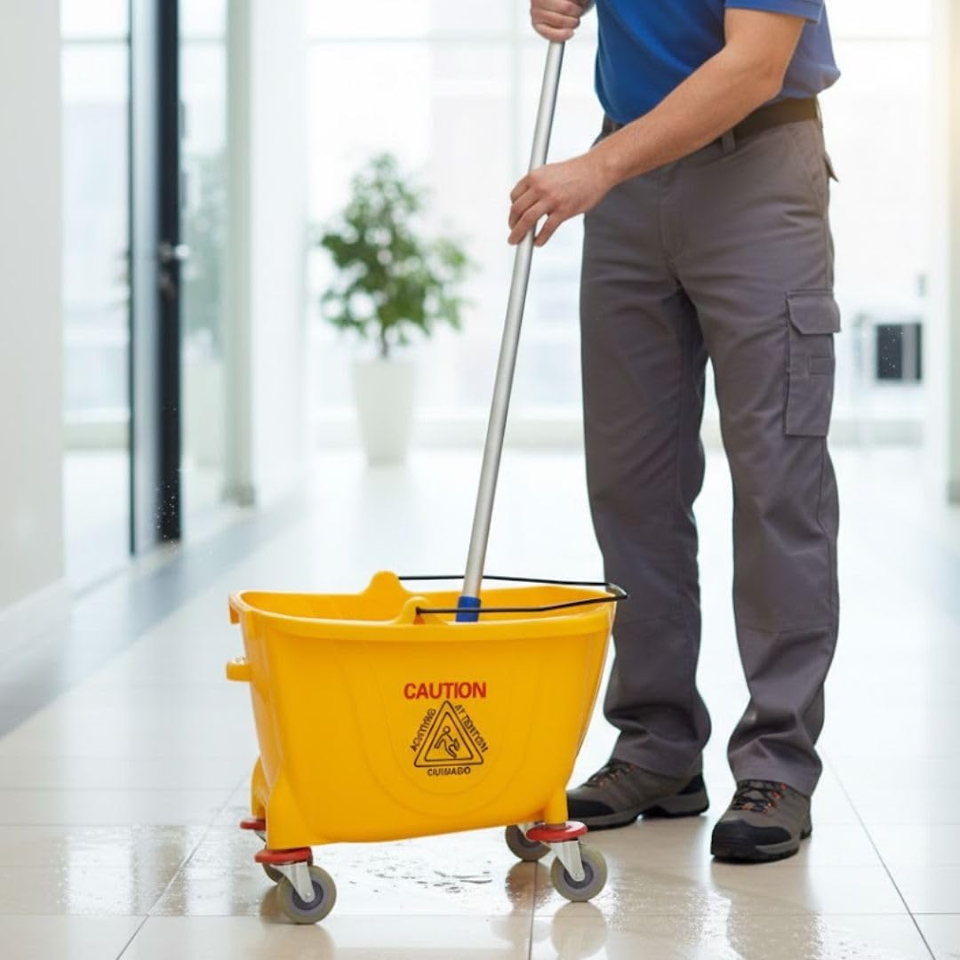 35 qt. Yellow Mop Bucket on Wheels D47573