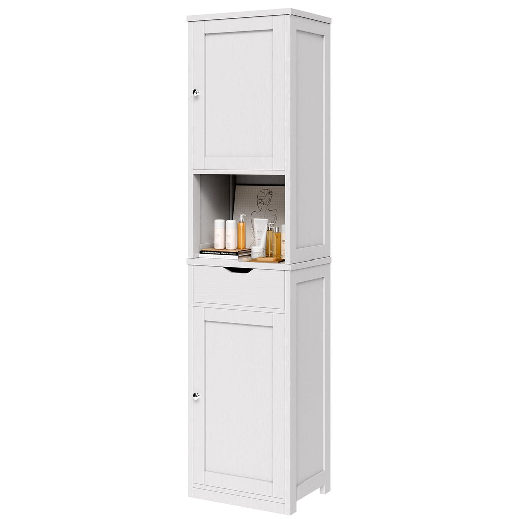 Tall Narrow Bathroom Storage Cabinet with Adjustable Shelves, White K572797