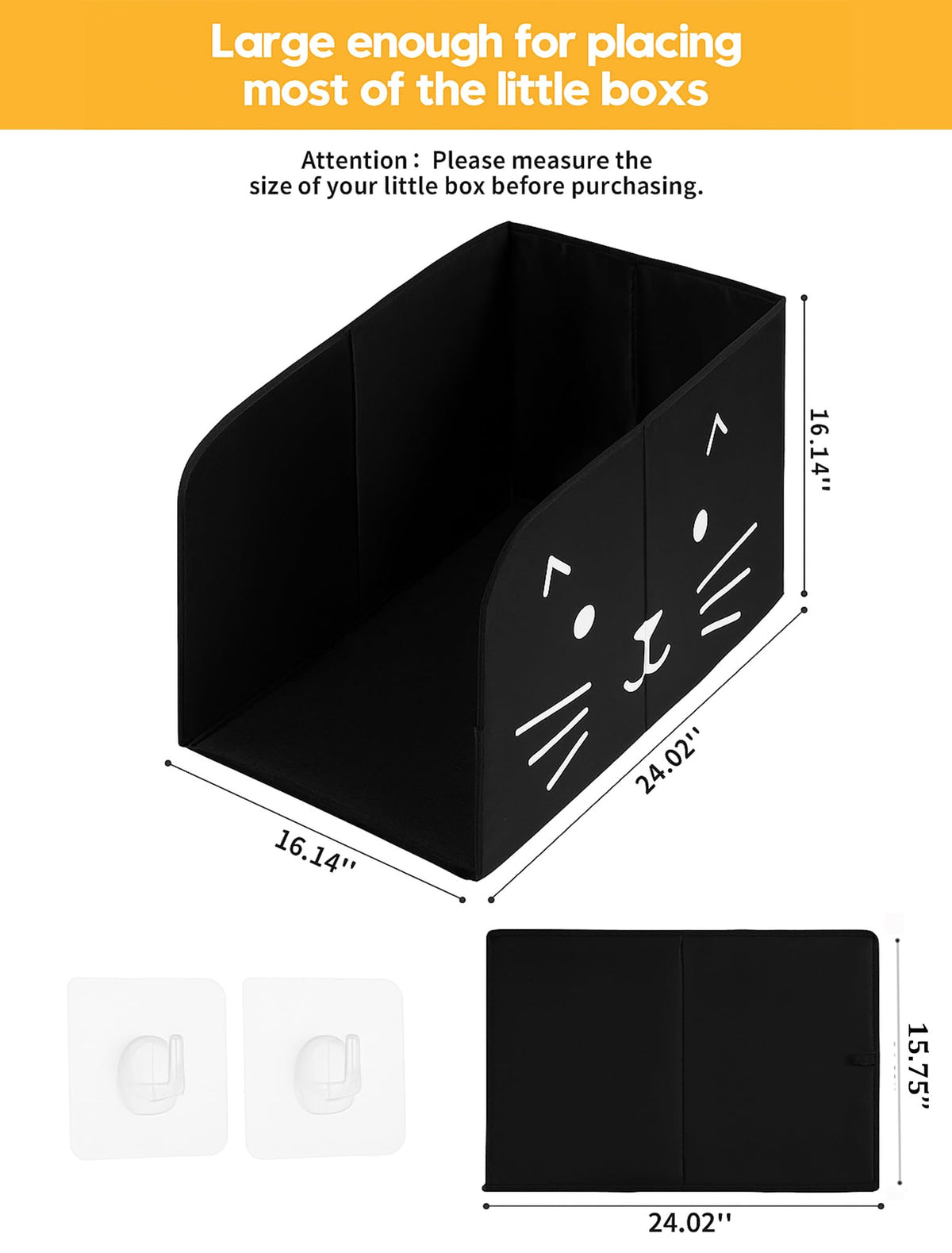 Black Waterproof Cat Litter Box Enclosure with Removable Mat A494