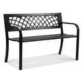 46" Iron Steel Frame Garden Bench with Mesh Pattern and Plastic Backrest E88833