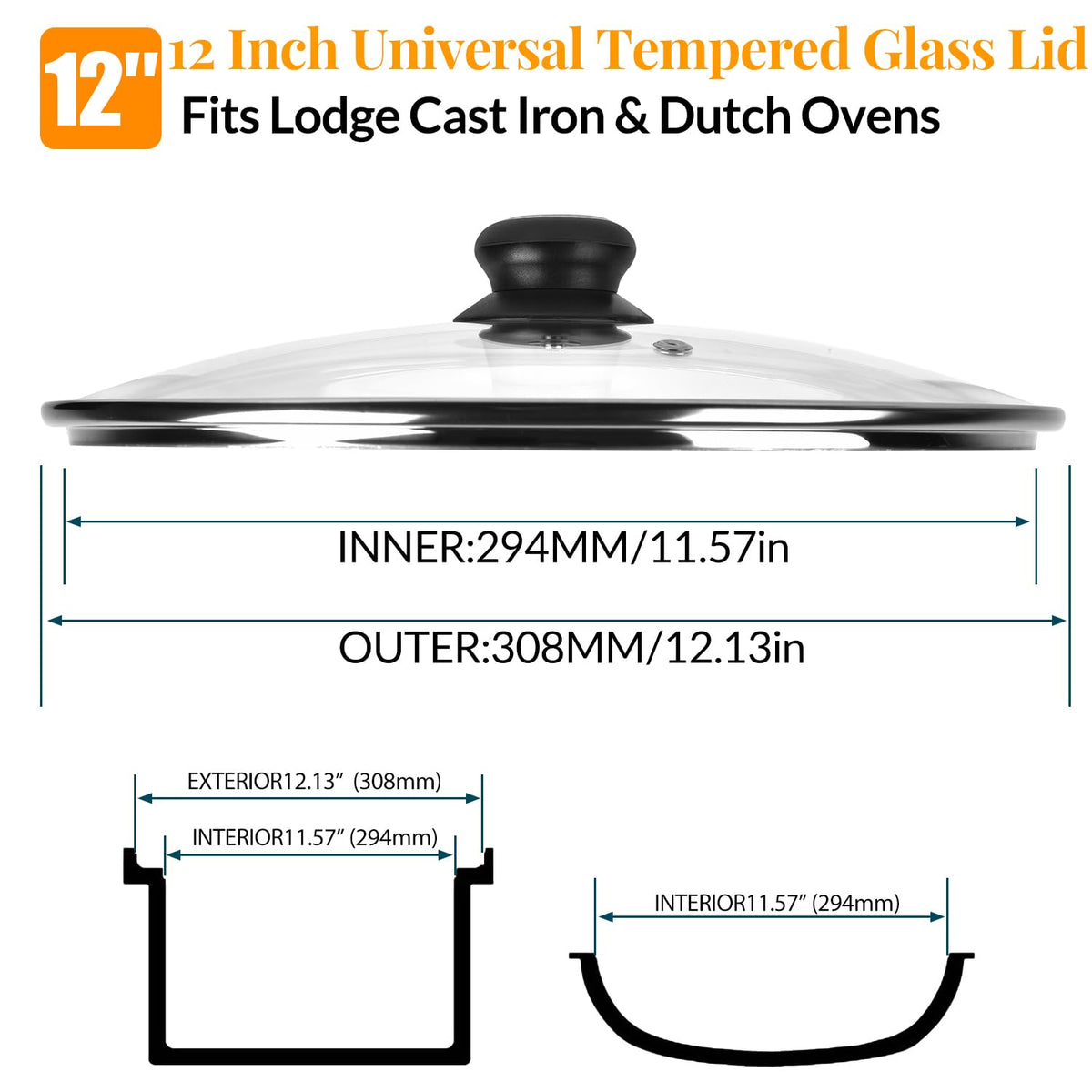 12 Inch Tempered Glass Lid E133