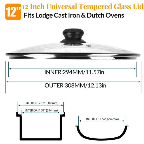12 Inch Tempered Glass Lid E133