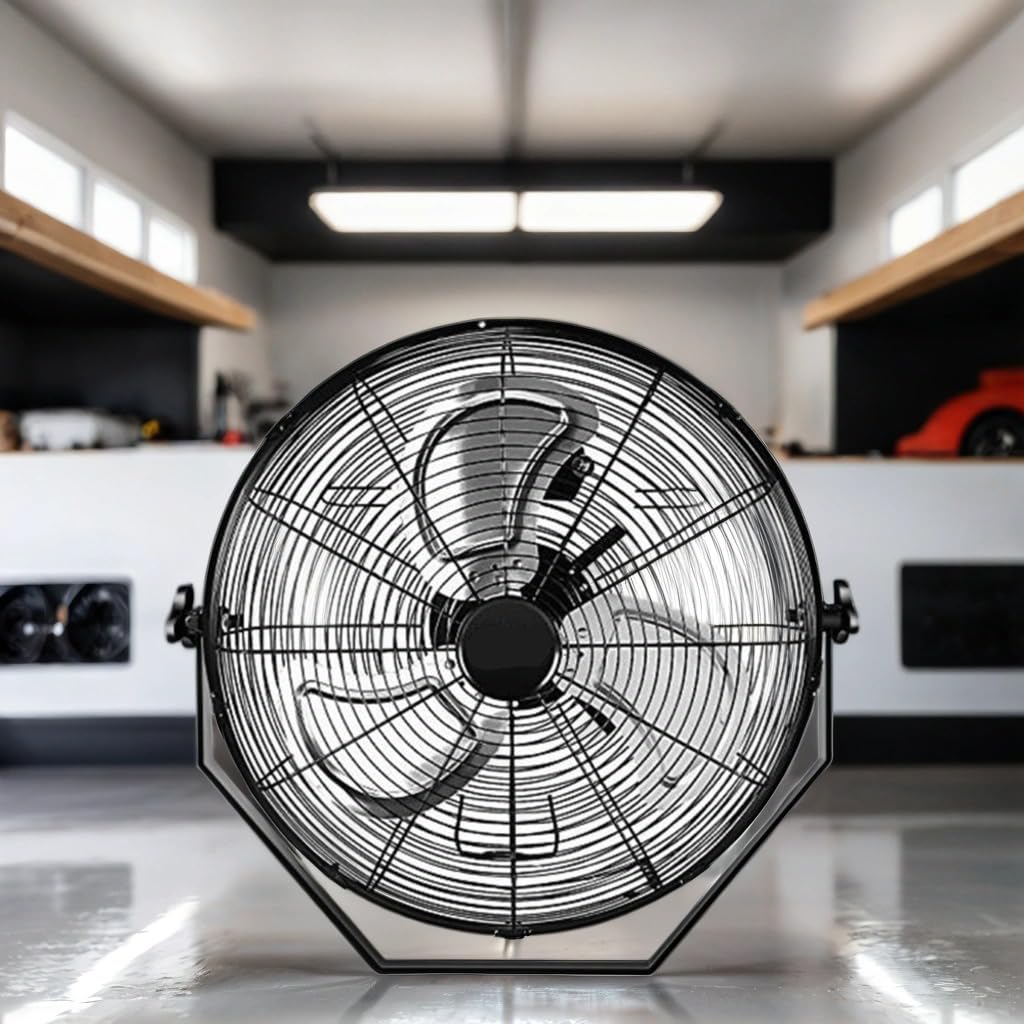Black Industrial Metal Floor Fan F78184