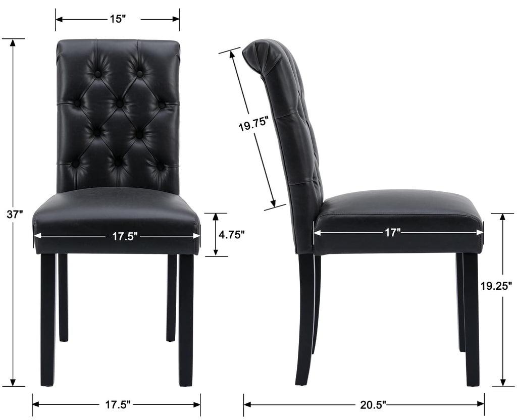 Black Set of 4 PU Leather Tufted Dining Chairs Y519
