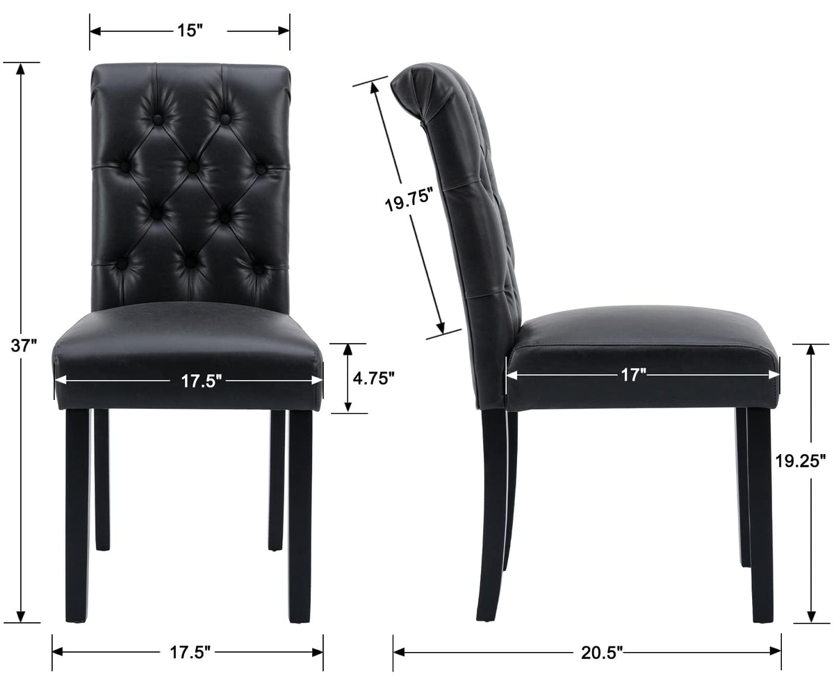 Black Set of 4 PU Leather Tufted Dining Chairs Y519