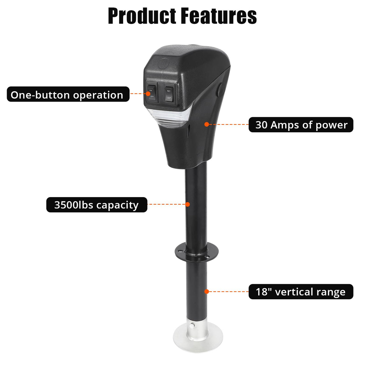 3500lbs 12V Electric Tongue Jack with LED B619