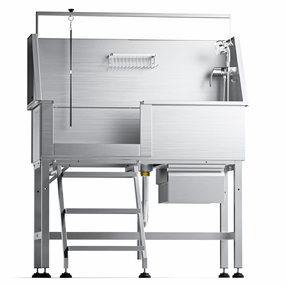 46" Stainless Steel Dog Washing Station with Removable Left Ramp & Storage Drawer G9452
