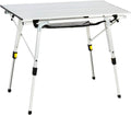 Folding Portable Camping Table with Adjustable Height Aluminum Roll Up Top F13469