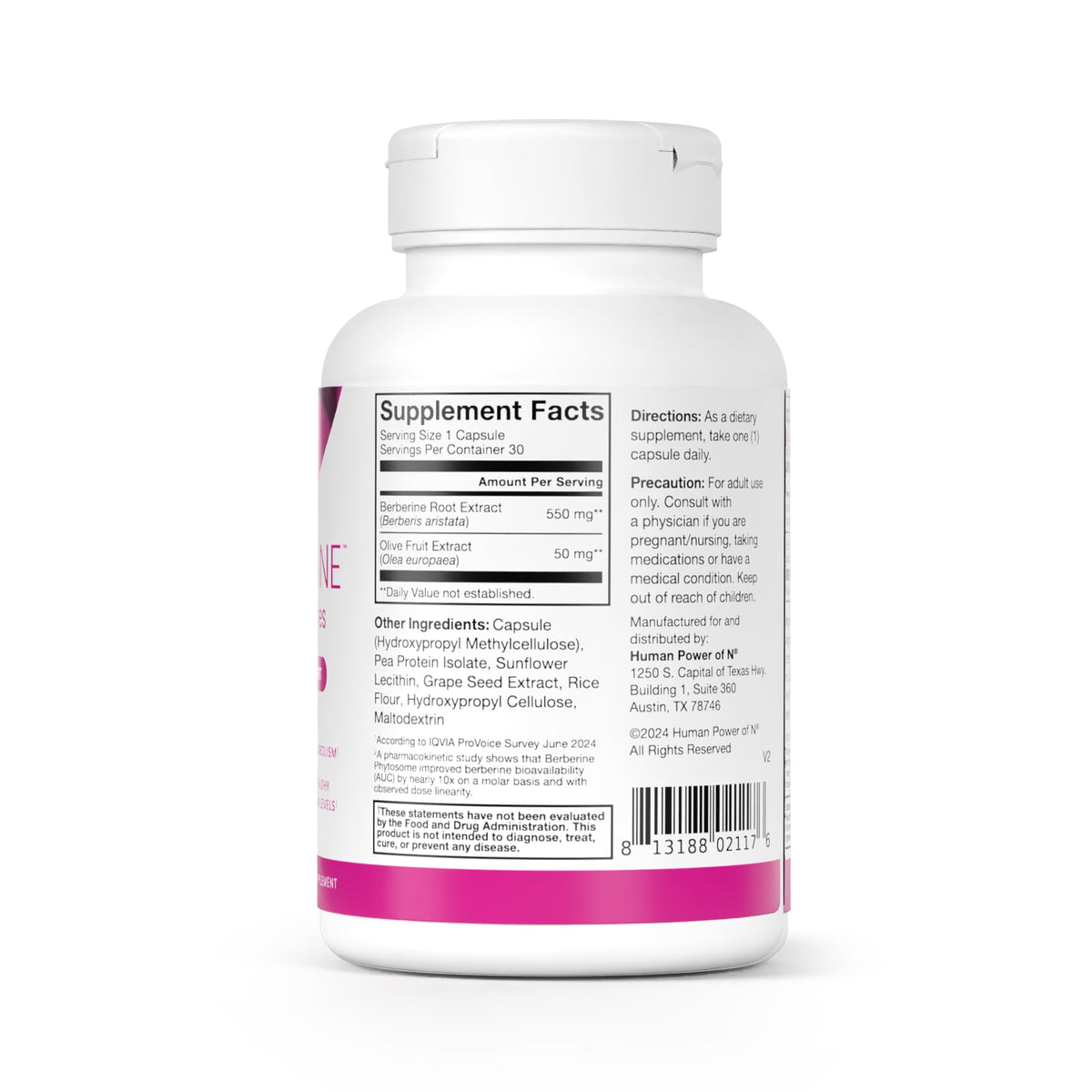 550mg Berberine Capsules 30 Ct O171