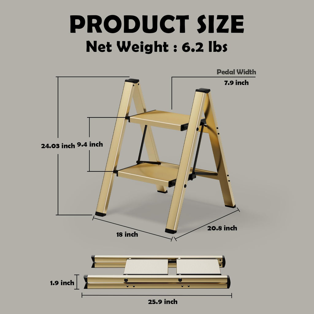 2 Step Aluminum Foldable Step Stool H308032