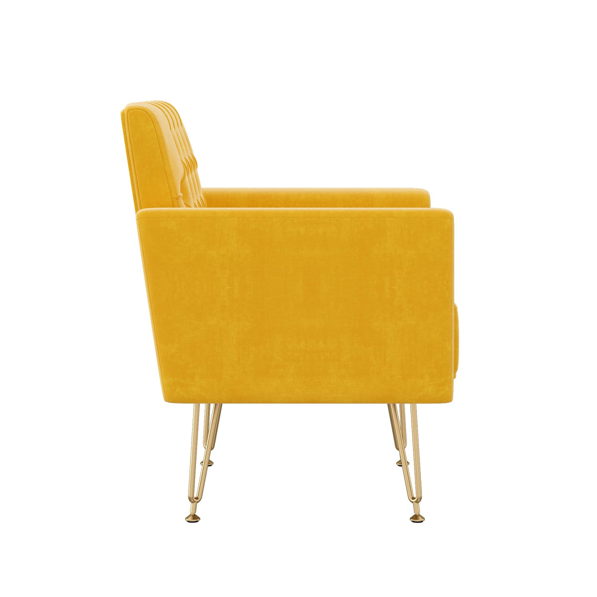 Velvet Single Sofa Chair with Tufted Back and Metal Legs Y94053