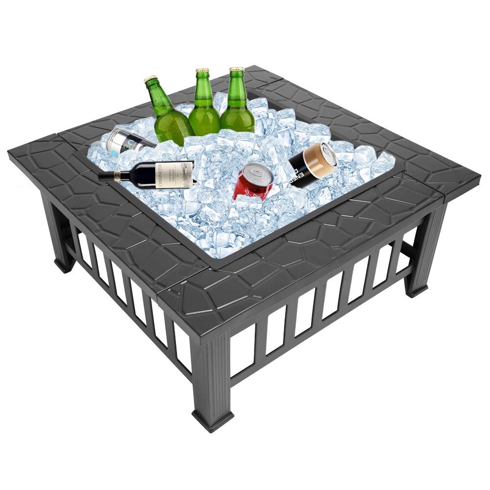 Portable Iron Wood Burning Fire Pit with Mesh Screen Lid M487