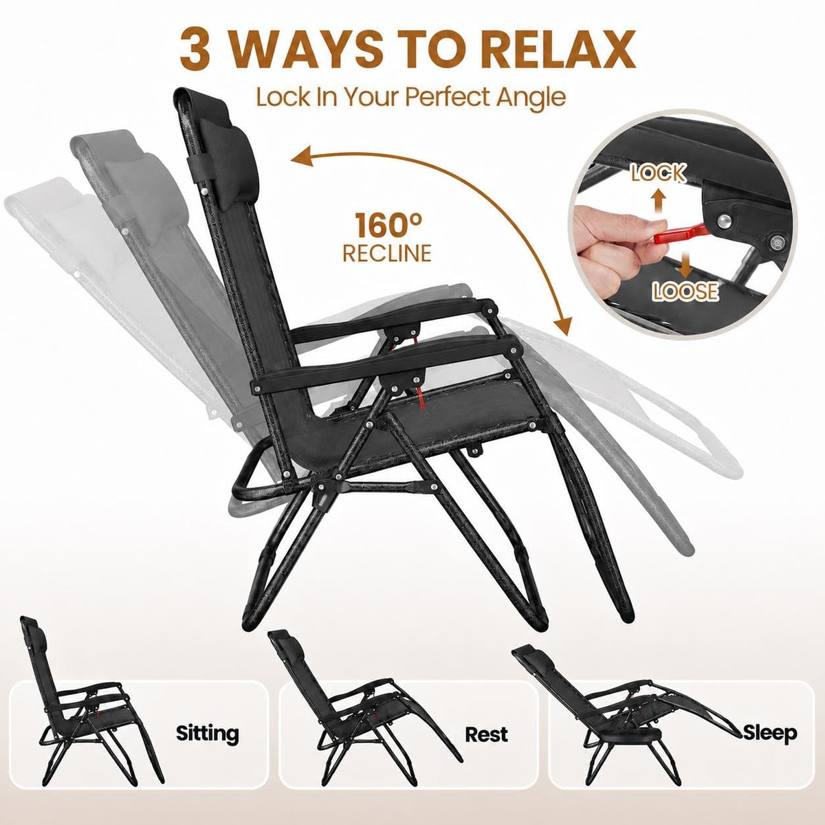 26" Zero Gravity Recliners Set of 2 Dark Black P32050