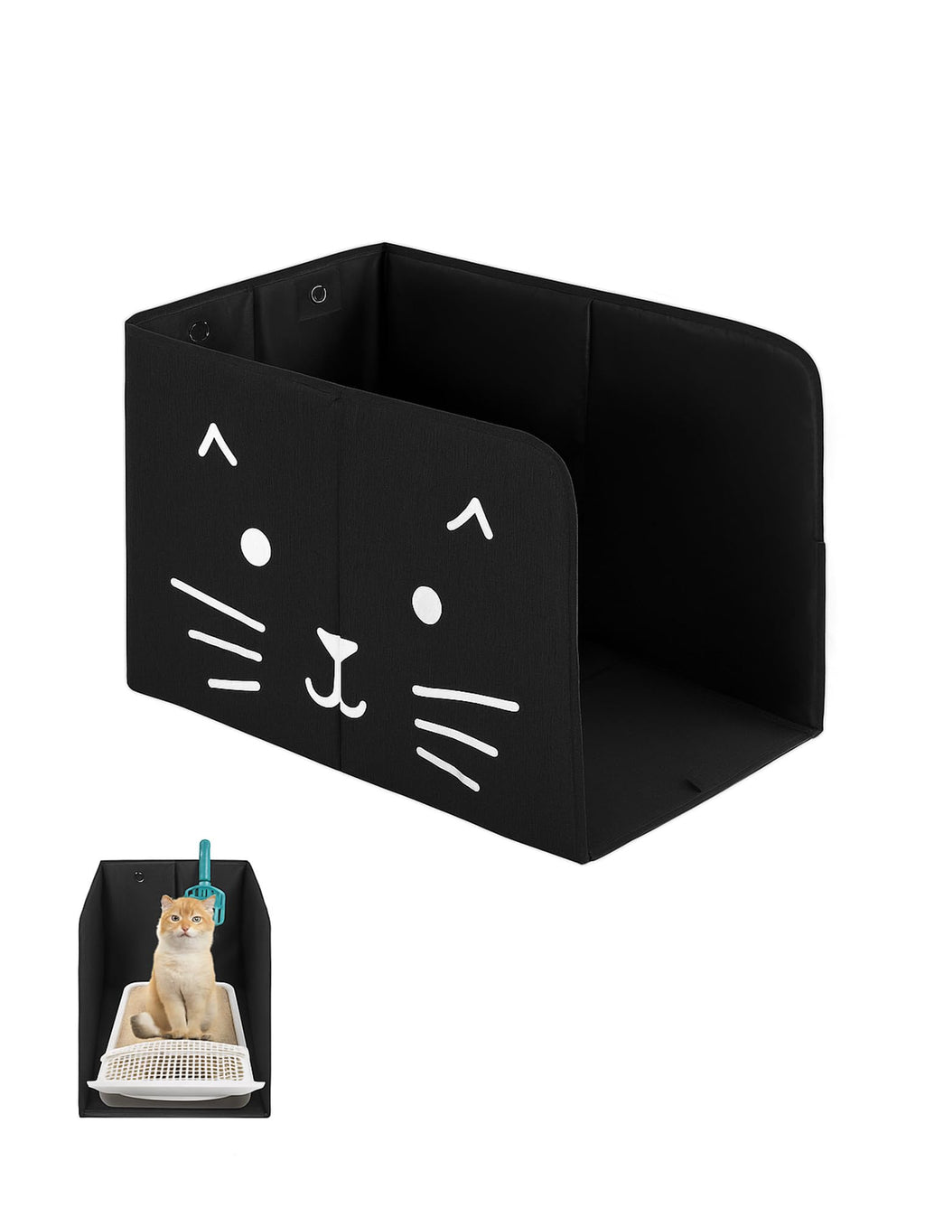Black Waterproof Cat Litter Box Enclosure with Removable Mat A494