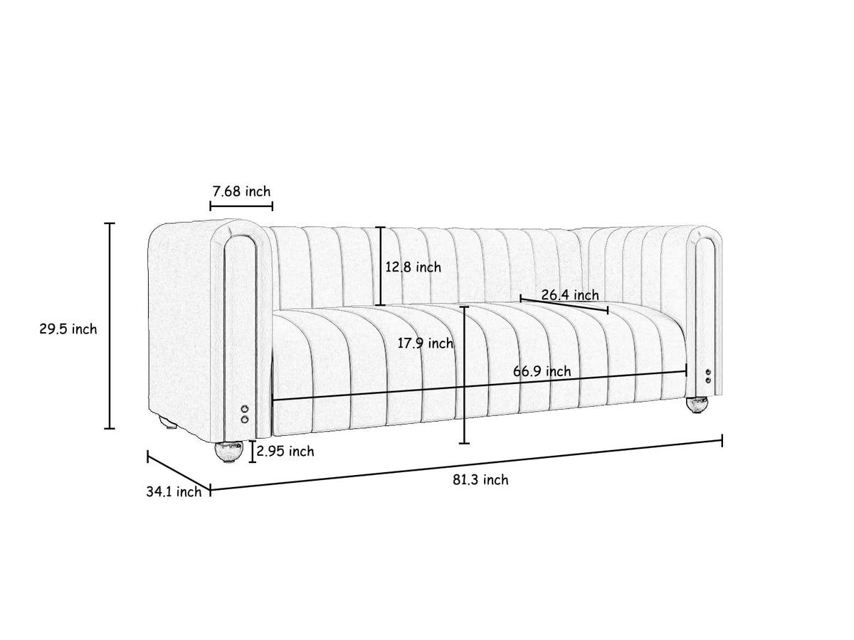 Orange Velvet 3 Seat Tufted Sofa Z63476