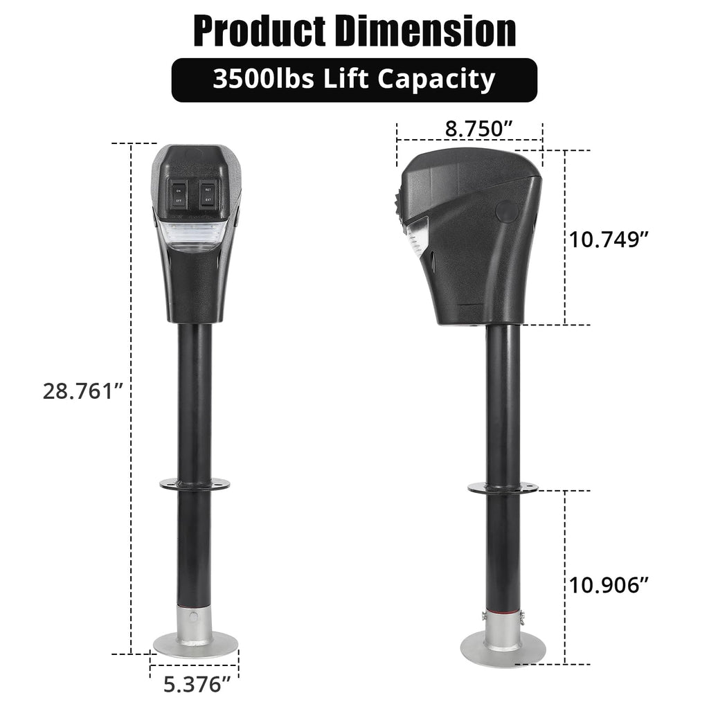 3500lbs 12V Electric Tongue Jack with LED B619