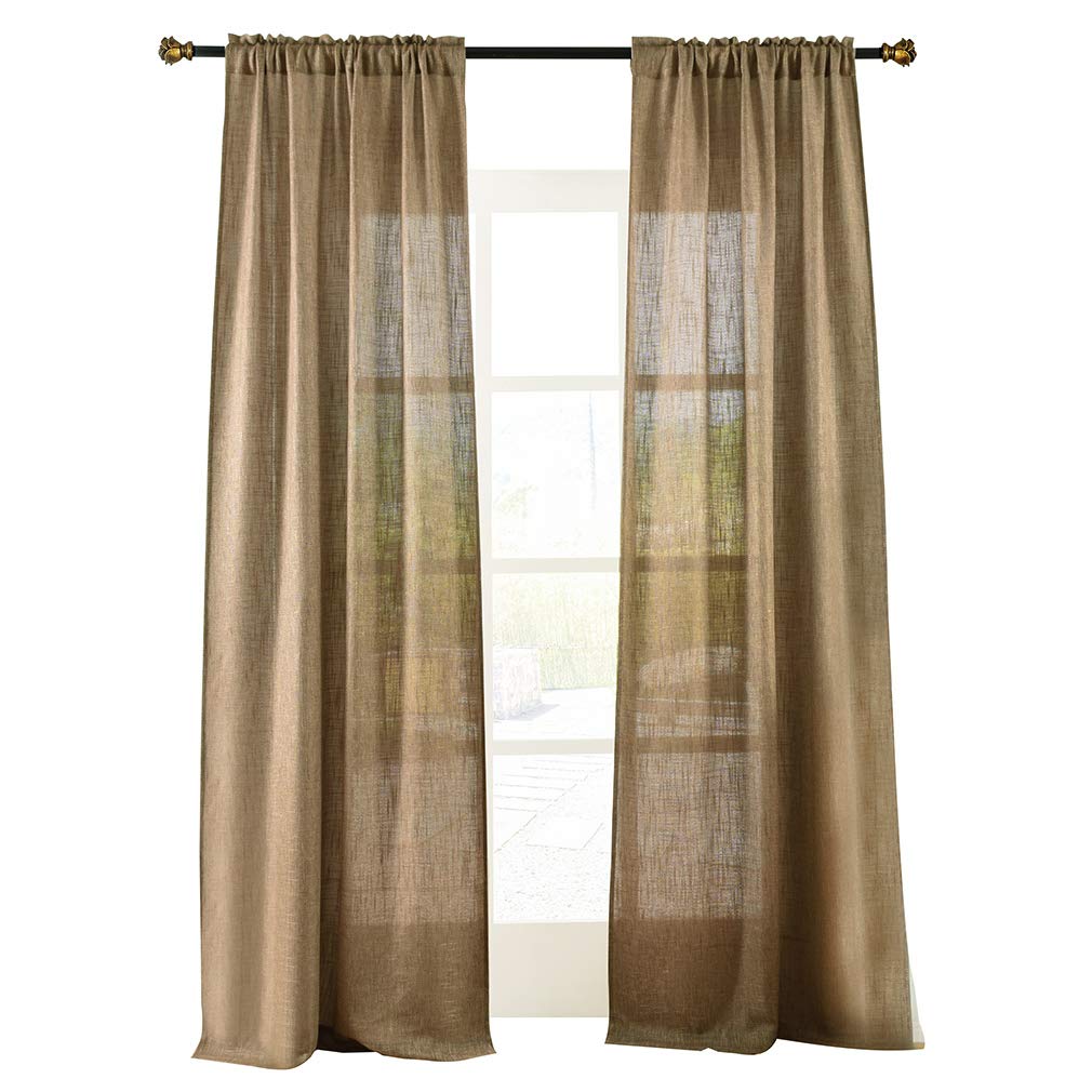 Soft Burlap Natural Tan Rod Pocket Window Curtain Panel 37" x 84" P95642