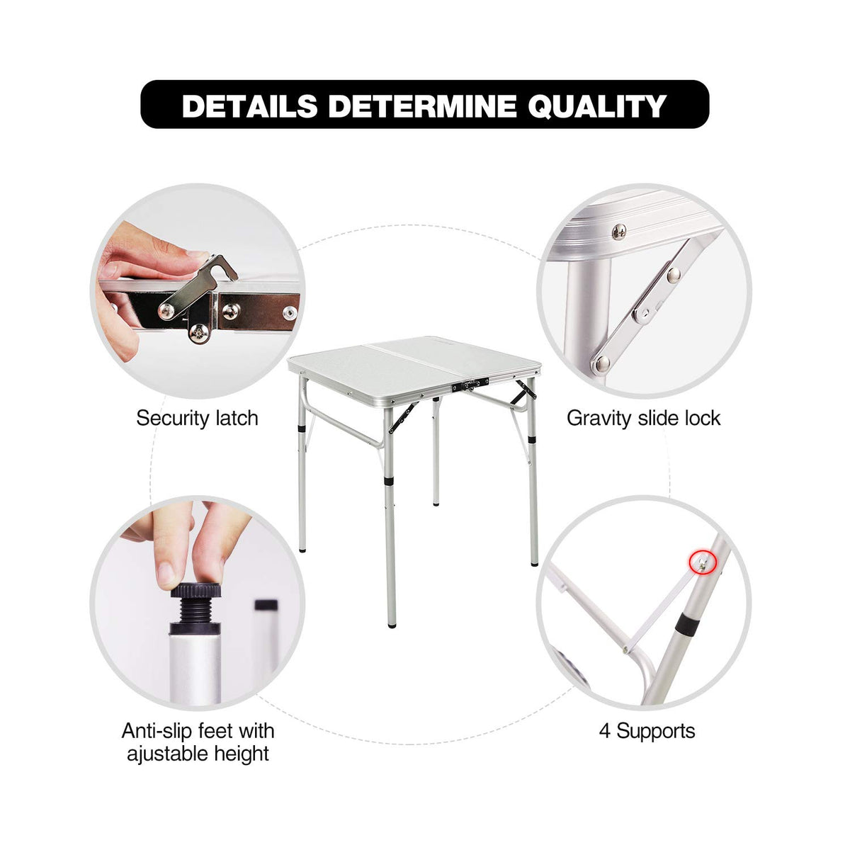 Small Square Folding Aluminum Camping Table H654299