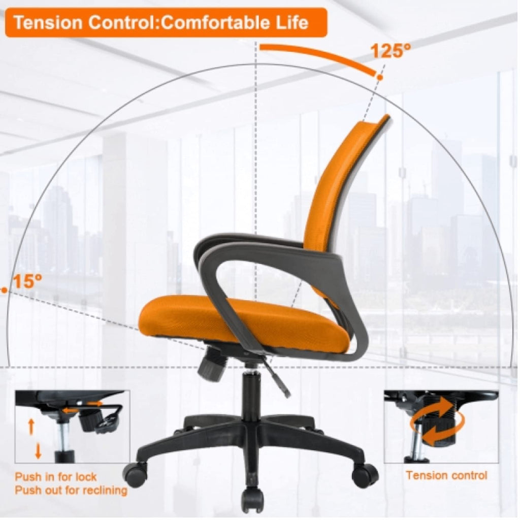 Orange Mesh Ergonomic Desk Chair with Lumbar Support A2185