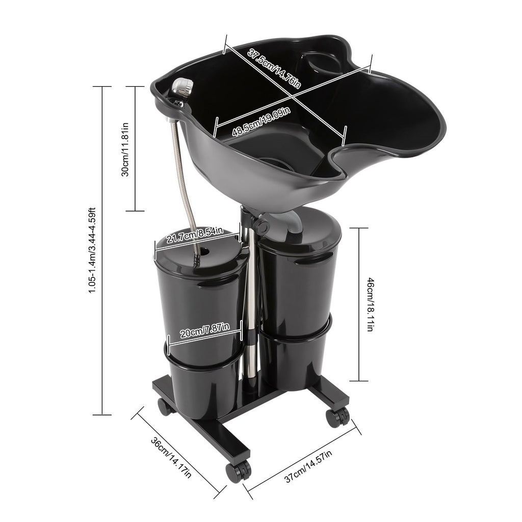 Portable Shampoo Bowl with Electric Pump, 2 Bucket Height Adjustable H504968