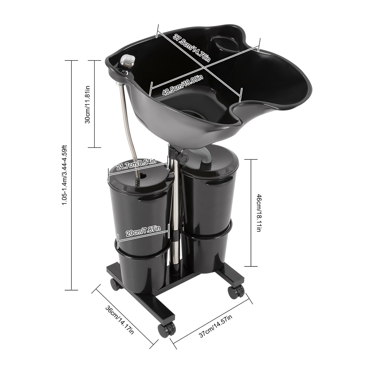 Portable Shampoo Bowl with Electric Pump, 2 Bucket Height Adjustable H504968