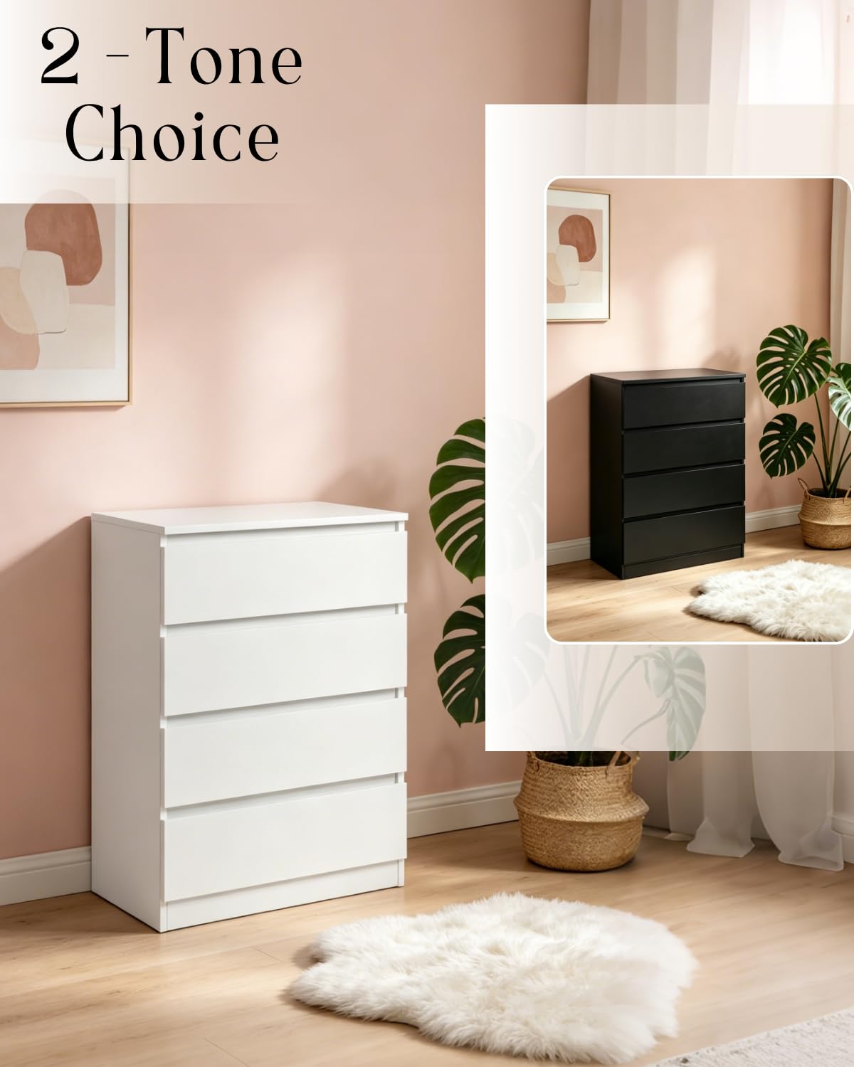 White 4 Drawer Dresser D87696