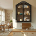 Black 31.5×23.6 Inch Wall Mounted Cabinet with Tempered Glass Doors V255158