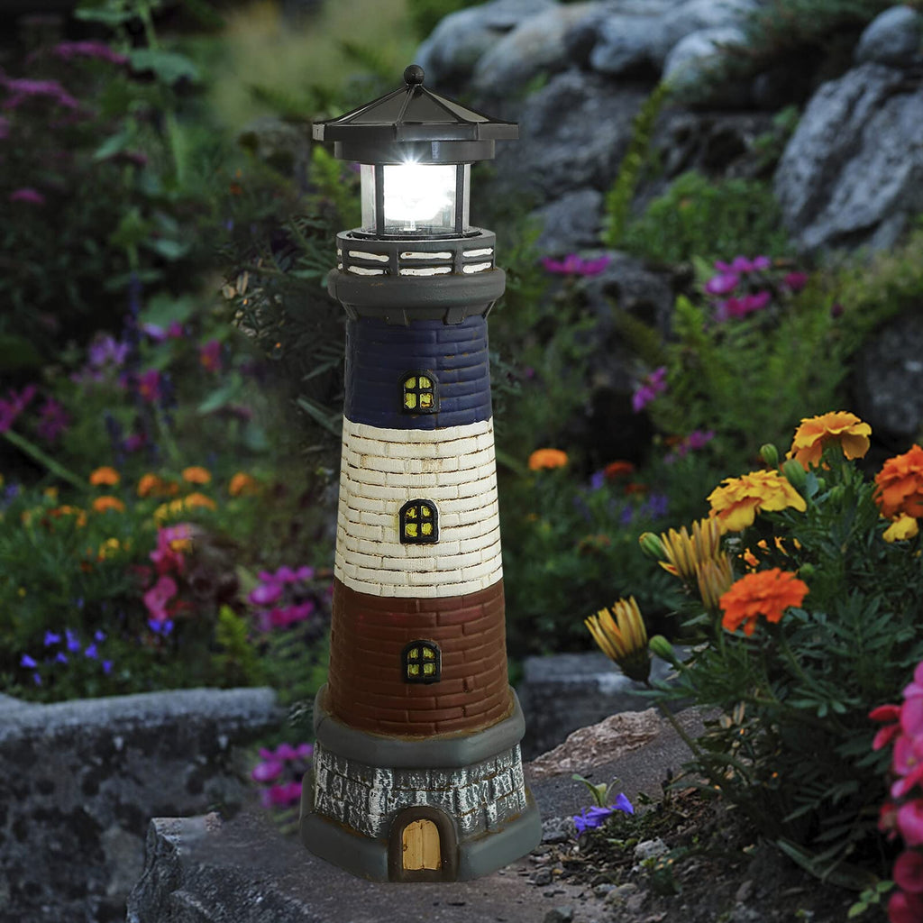 Solar Lighthouse Garden Lights Outdoor Waterproof Resin Statue Lamp M7048