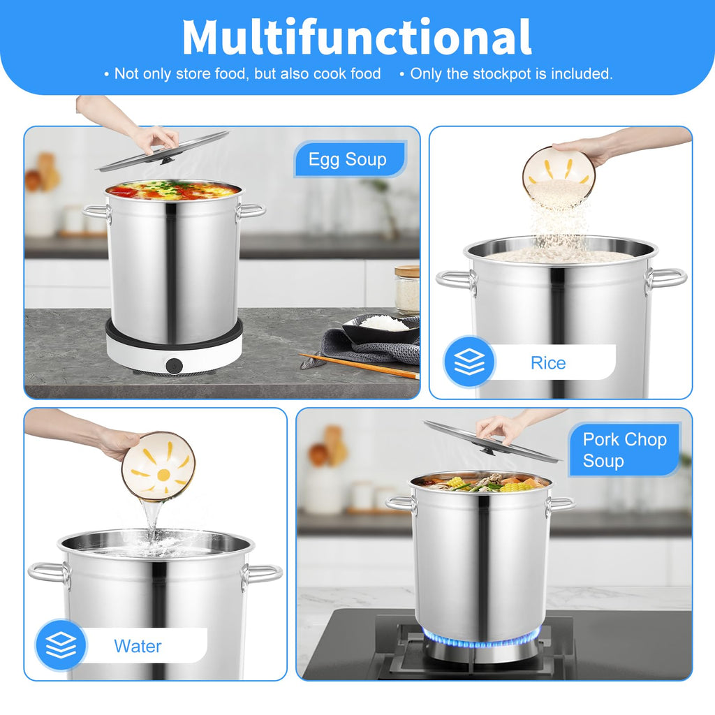 30 QT Stainless Steel Stock Pot with Lid Y244