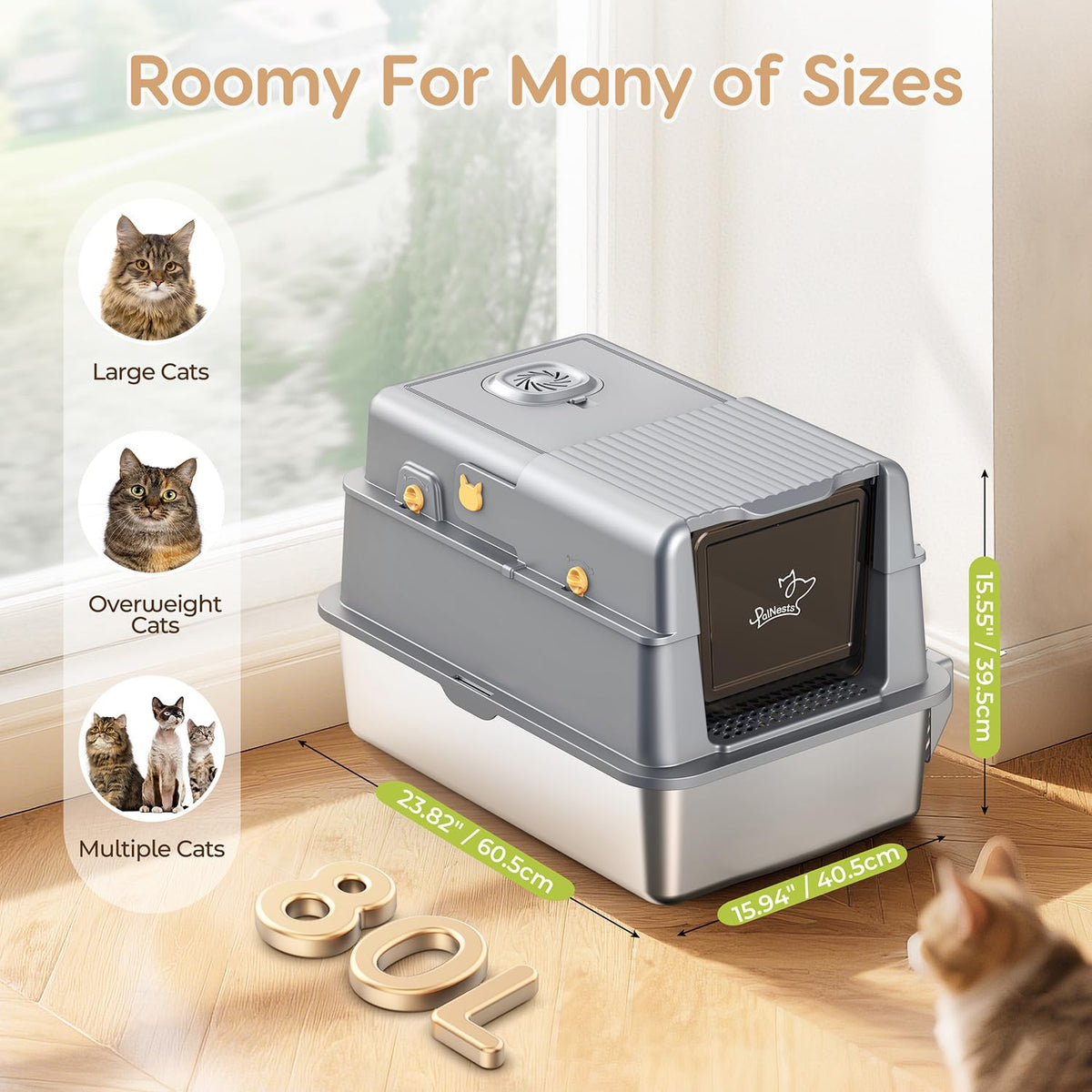 Stainless Steel Litter Box with Lid O2367