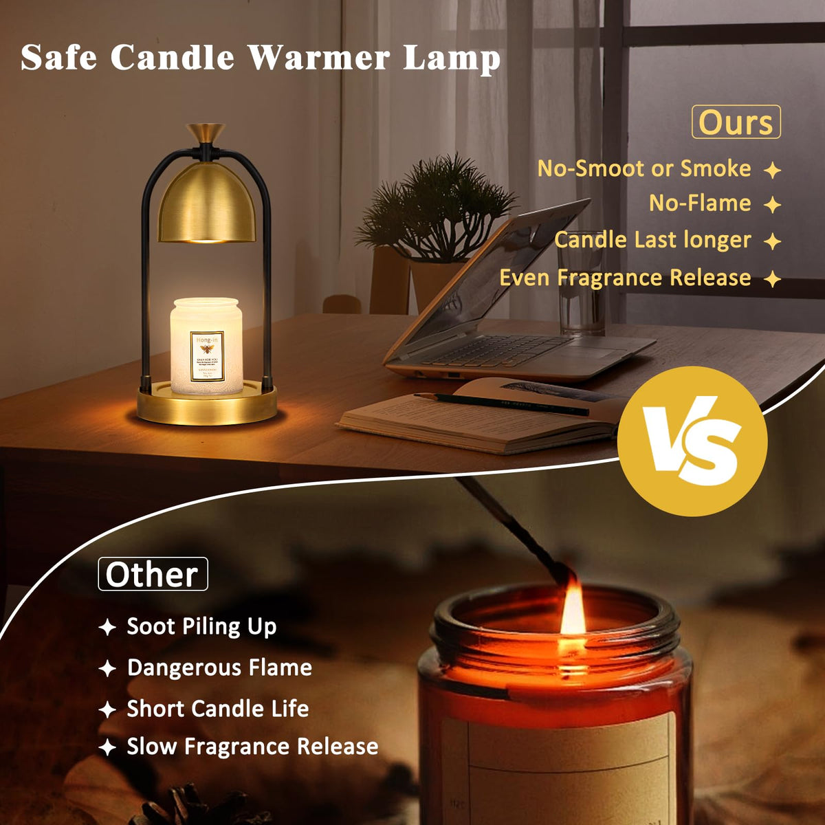 Gold Candle Warmer Lamp with Timer M950562