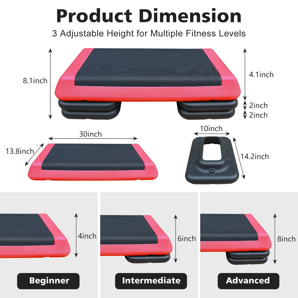 28.5'' Adjustable Aerobic Step Platform with 4 Stackable Risers G545331